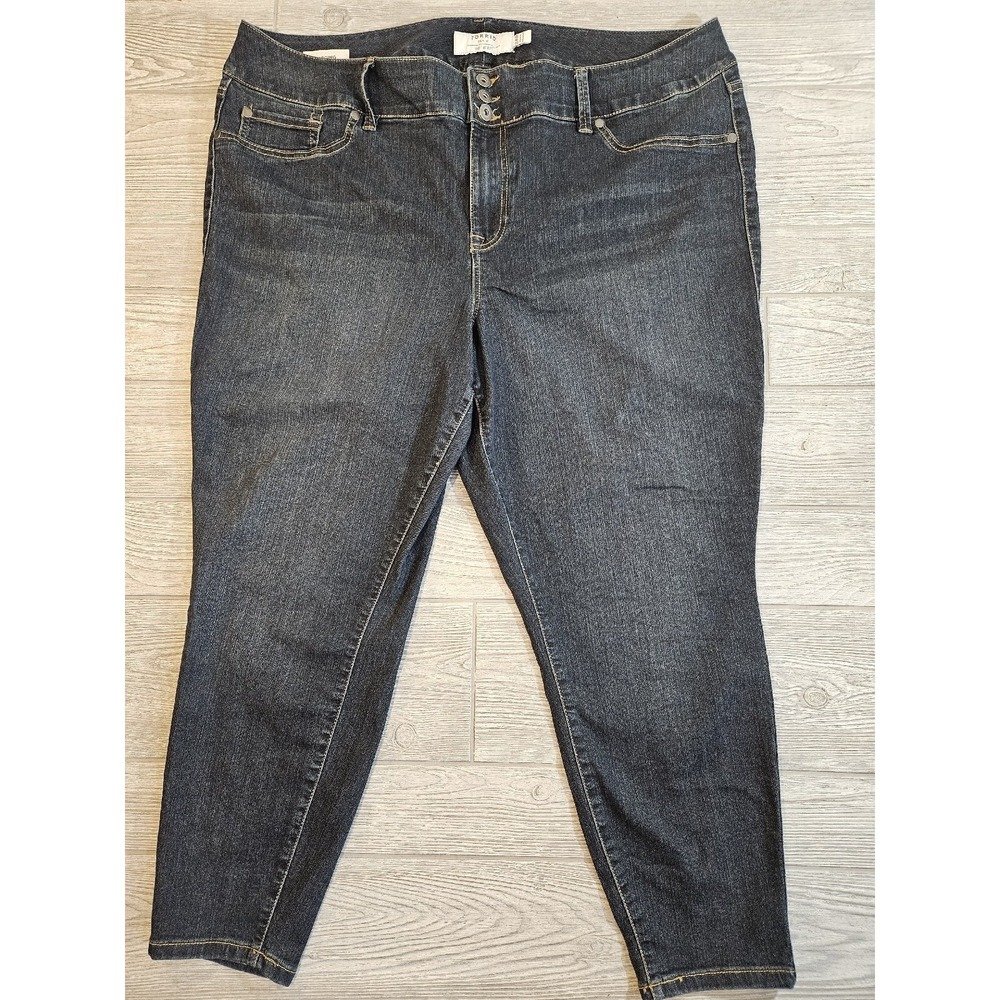 Torrid Denim First At Fit Dark Wash Jeggings Jeans 24R High Rise Triple Button
